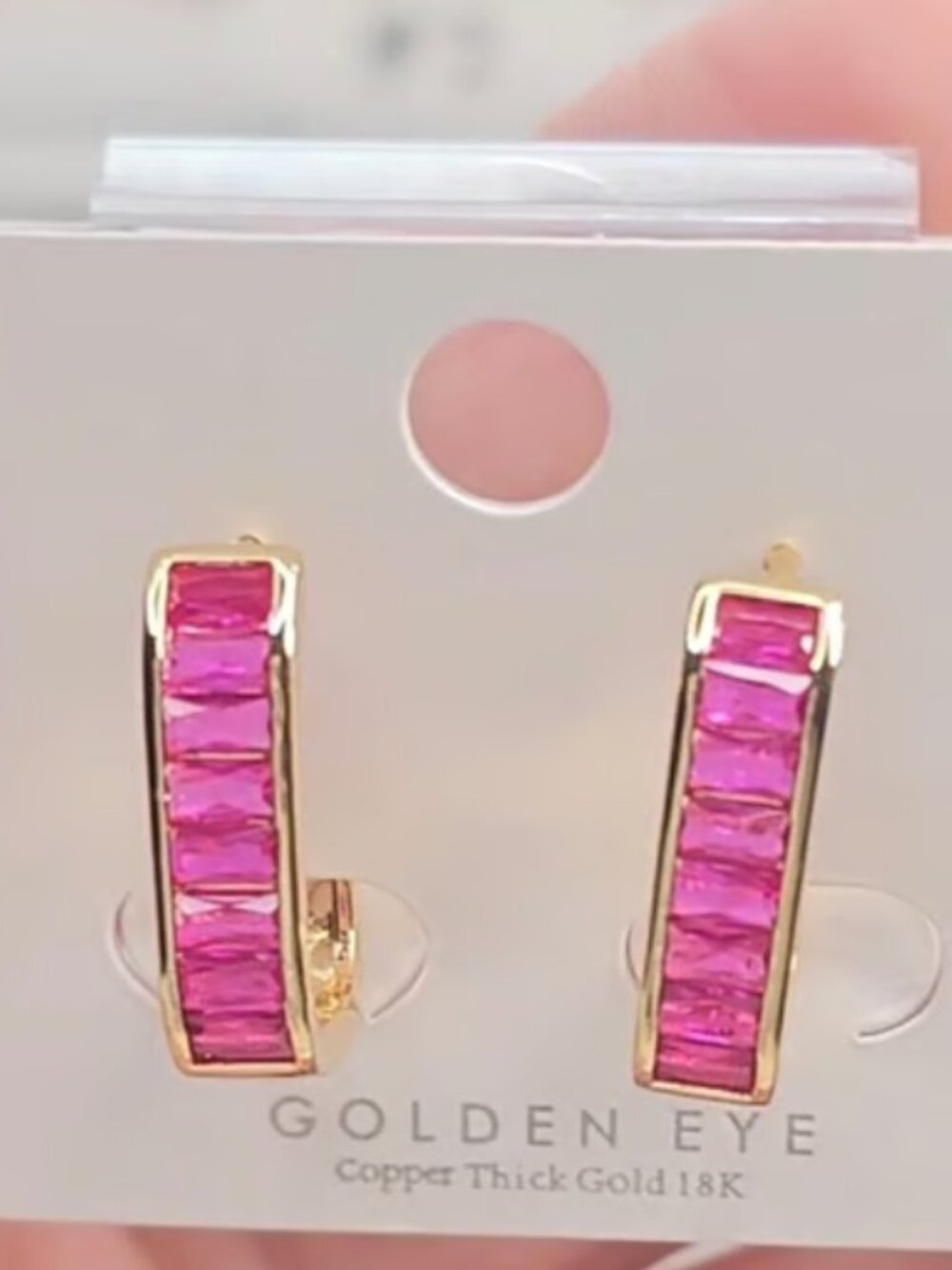 Pink Gem Gold Plated Earrings